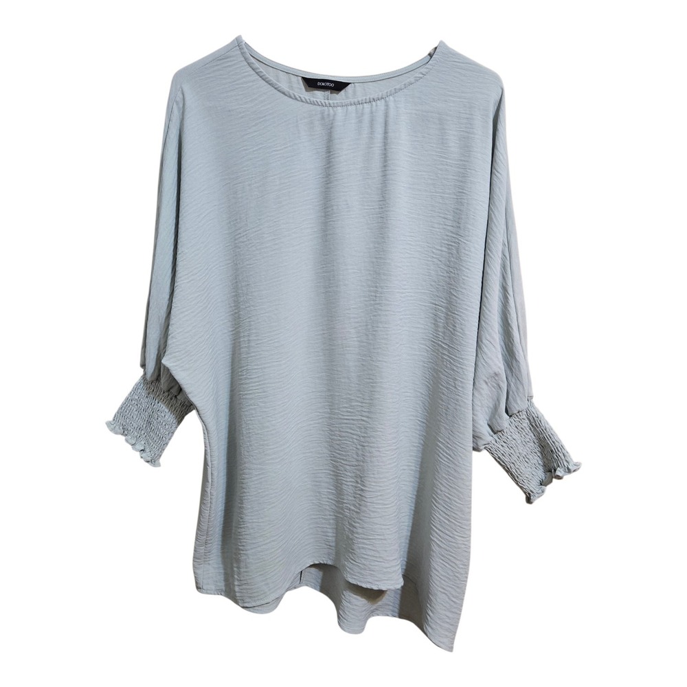 Dokotoo Women's ‎ 3/4 Sleeve Blouse LG Light Blue Boho Puffy 90s